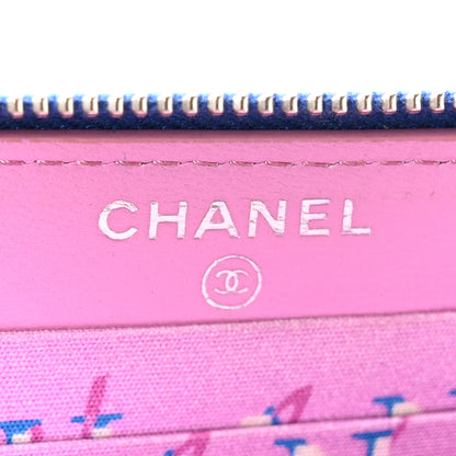 Chanel Lambskin Quilted Medium Zip Around Wallet Blue 6 of 9