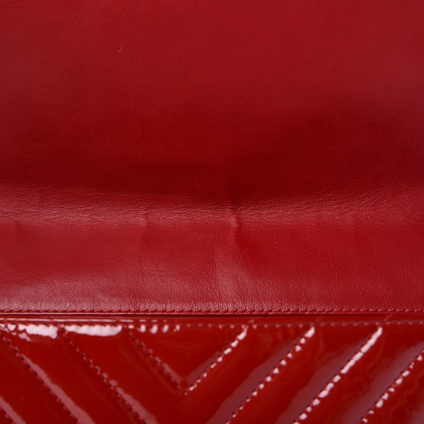 Patent Chevron Quilted Maxi Single Flap Red