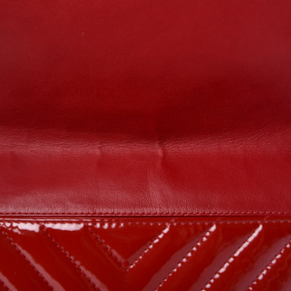 Chanel Patent Chevron Quilted Maxi Single Flap Red 12 of 12