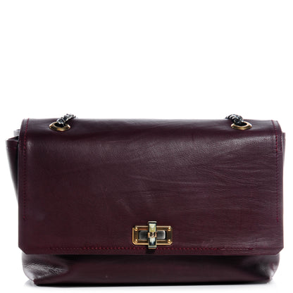 Lanvin Leather Large Happy Chain Shoulder Bag Plum 1 of 7
