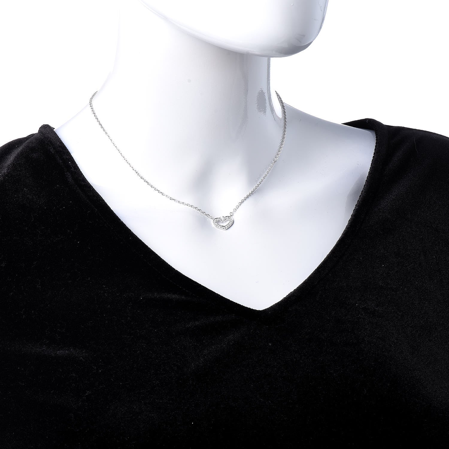 Cartier 18K White Gold Diamond Small Hearts and Symbols Pendant Necklace 2 of 5
