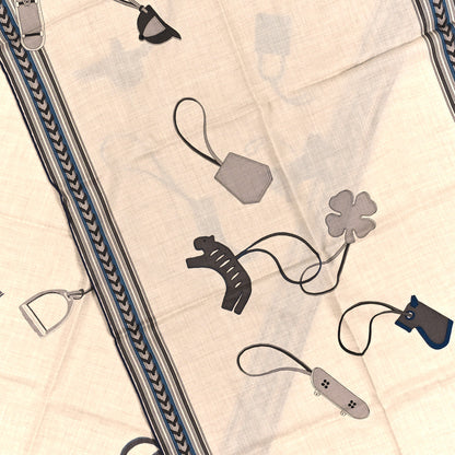 Hermes Cashmere Silk Et Gris Gris Rectangle Scarf Naturel Taupe Beige 4 of 4