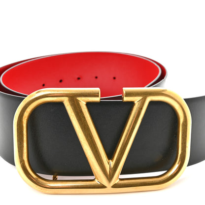 Valentino Garavani Glossy Calfskin 70mm VLogo Reversible Belt 90 36 Black Rouge Pur 6 of 7