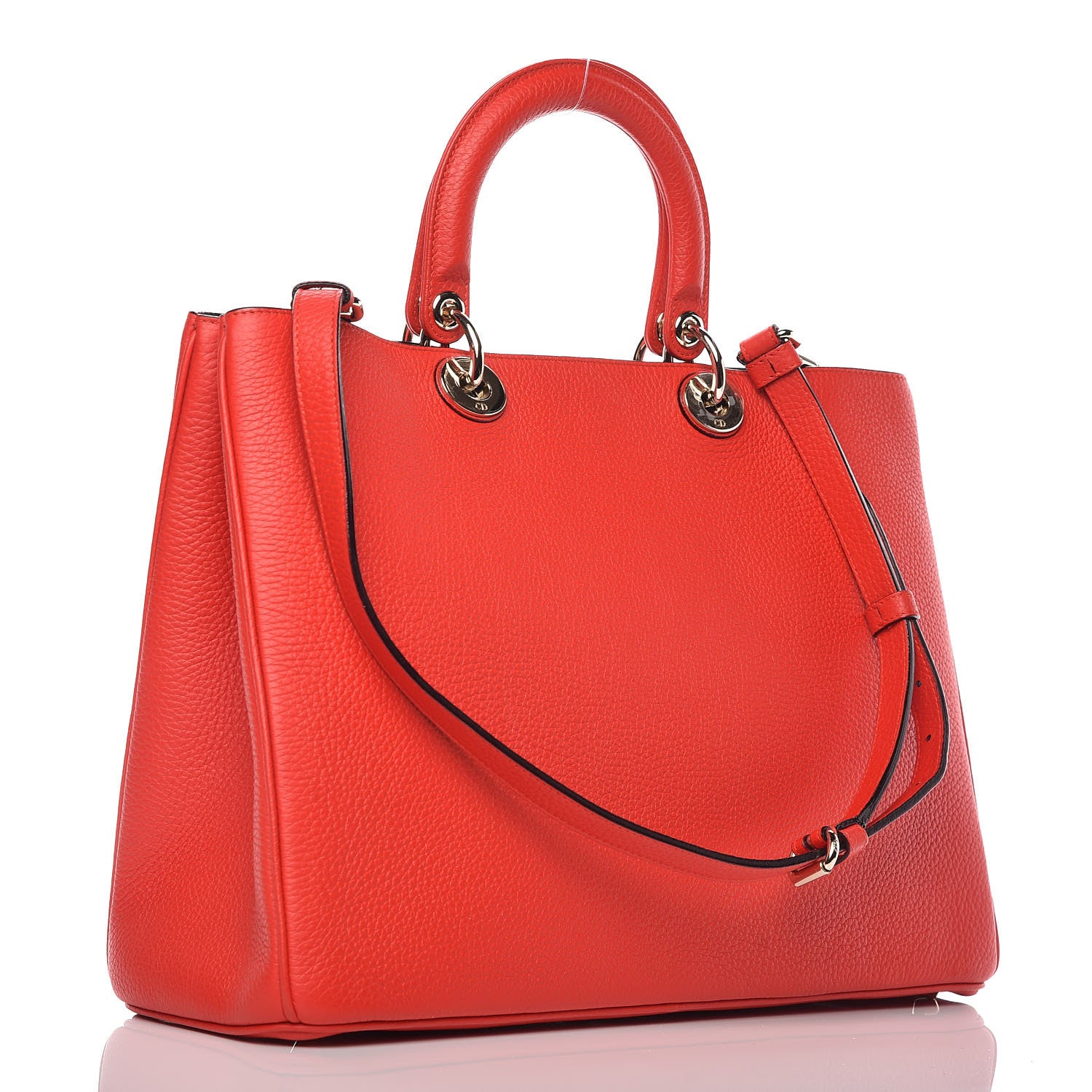 Christian Dior Bullcalf Large Diorissimo Tote Red 5 of 13