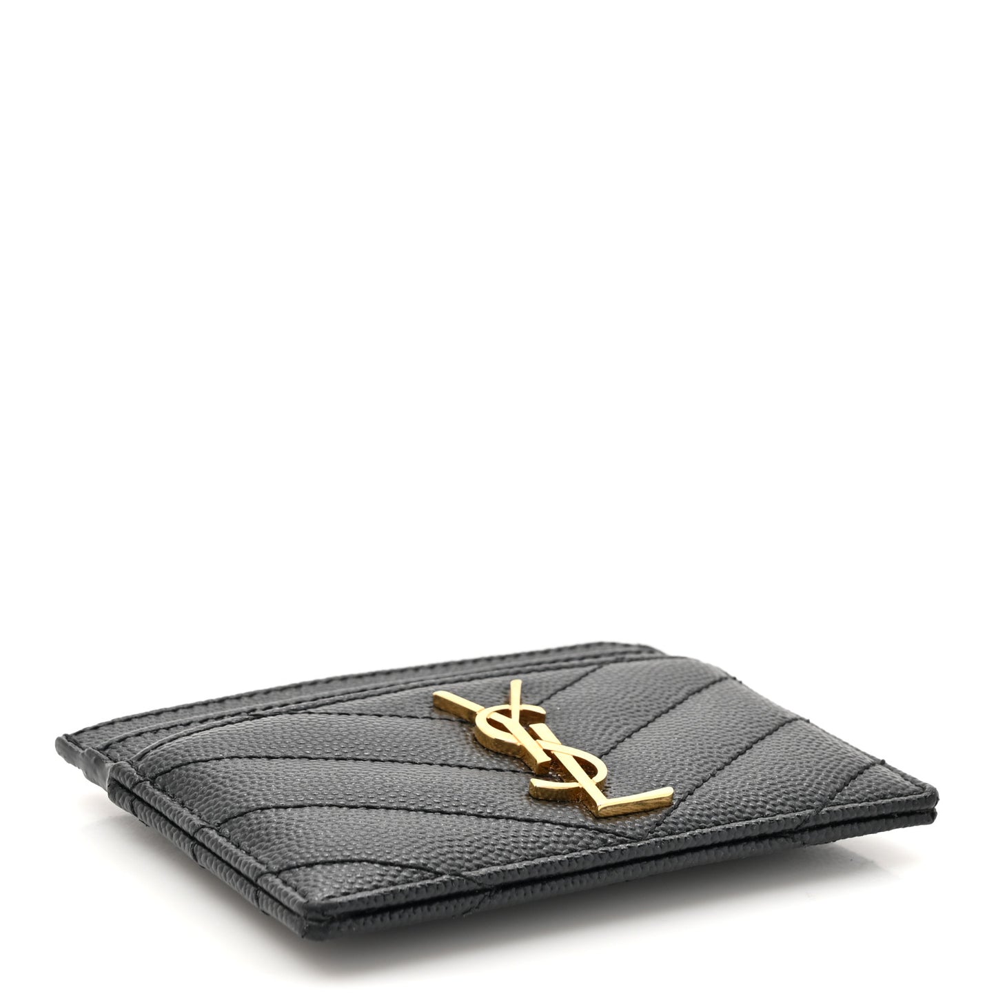 Grain De Poudre Matelasse Chevron Monogram Credit Card Case Black