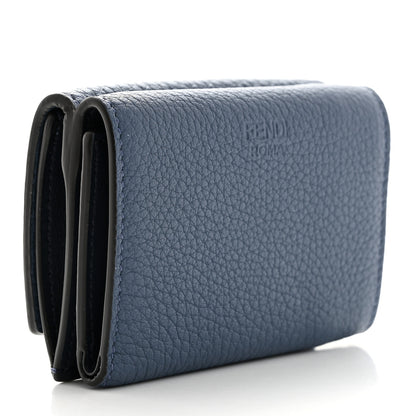 Fendi Cuoio Romano Vitello Grace Micro Peekaboo Tri-Fold Wallet Mirto Dark Blue 3 of 8