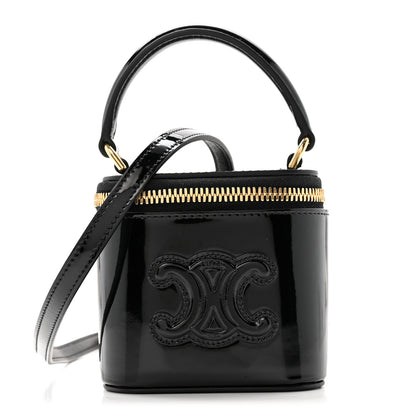 Celine Patent Calfskin Triomphe Mini Vanity Case Black 1 of 13