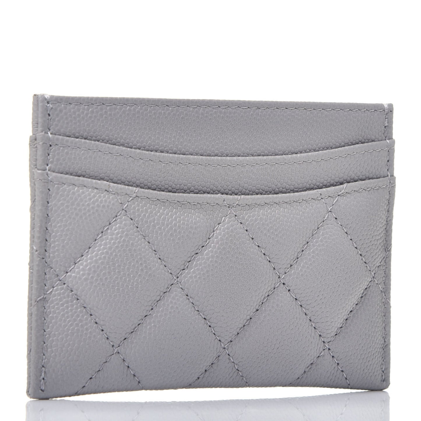 Caviar Quilted Card Holder Grey