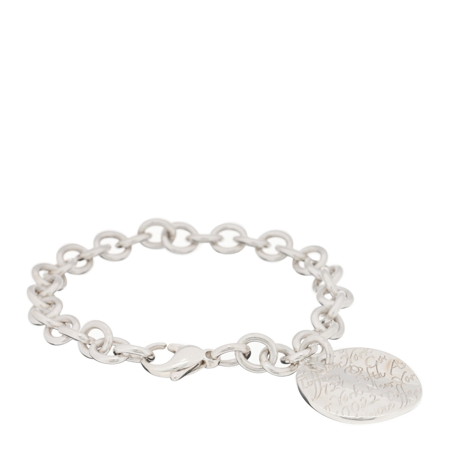 Tiffany Sterling Silver Notes Round Tag Charm Bracelet 1 of 3