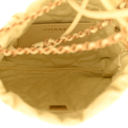 Chanel Shiny Calfskin Quilted Mini Chanel 22 Light Yellow 5 of 10