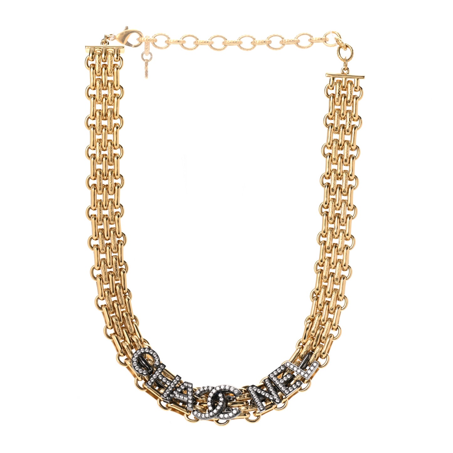 Chain Link Logo CC Choker Necklace Gold