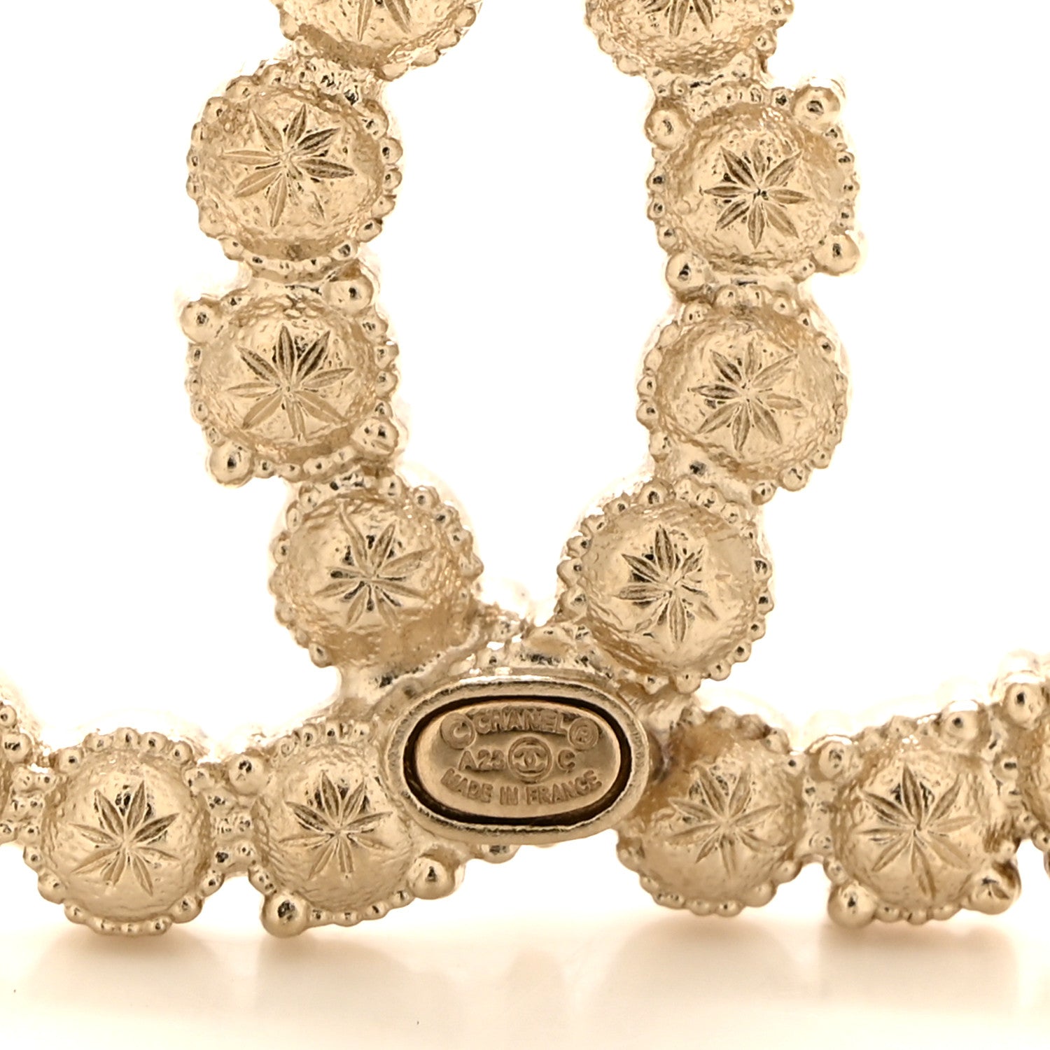 Chanel Pearl Crystal CC Brooch Gold Pink 4 of 5