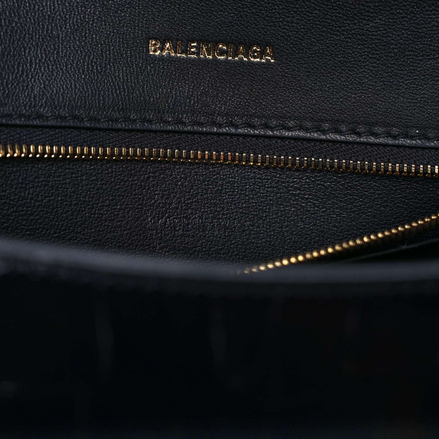 Balenciaga Shiny Calfskin Crocodile Embossed Small Hourglass Top Handle Bag Black 6 of 9