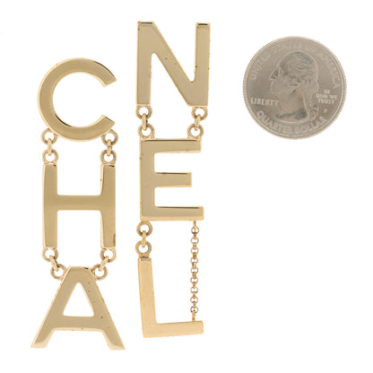 Chanel Metal Cha-Nel Logo Drop Earrings Gold 2 of 5