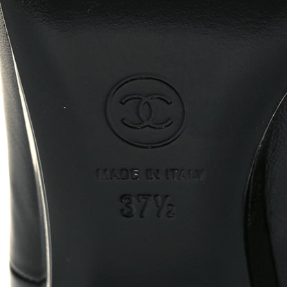 Chanel Lambskin Patent Cap Toe Short Ankle Boots 37.5 Black 6 of 8