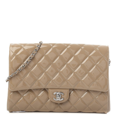Chanel Patent Quilted Clutch with Chain Flap Beige 1 of 10