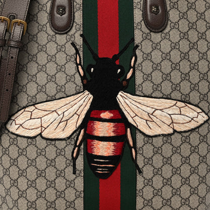 Gucci GG Supreme Monogram Web Animalier Bee Vertical Tote Brown 13 of 14