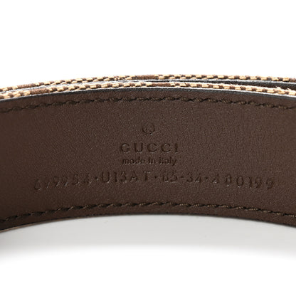 Gucci Jumbo GG Monogram Textured Dollar Calfskin Bamboo 30mm Belt 85 34 Camel Ebony New Acero Pomegranate Red 3 of 5