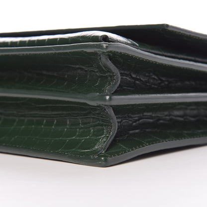 Saint Laurent Calfskin Crocodile Embossed Medium Monogram Sunset Dark Green 9 of 9