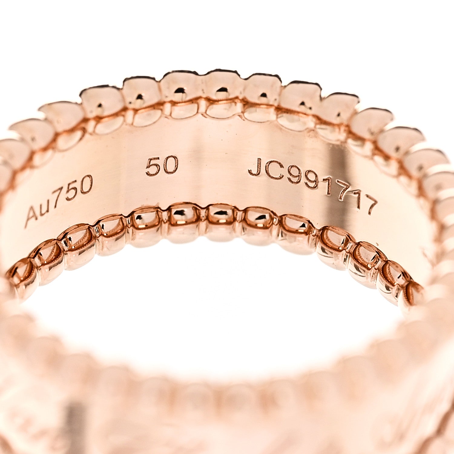 Van Cleef & Arpels 18K Rose Gold Perlee Signature Ring 50 5.25 5 of 7