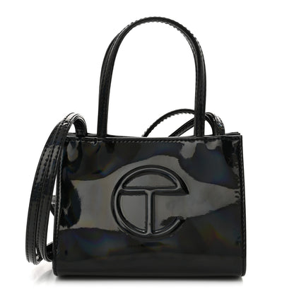 Telfar Patent Vegan Leather Small Shopping Bag Black Rainbow 1 of 10