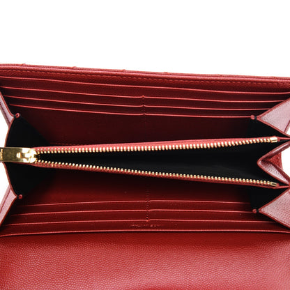 Saint Laurent Grain De Poudre Matelasse Chevron Monogram Flap Wallet New Red 5 of 7