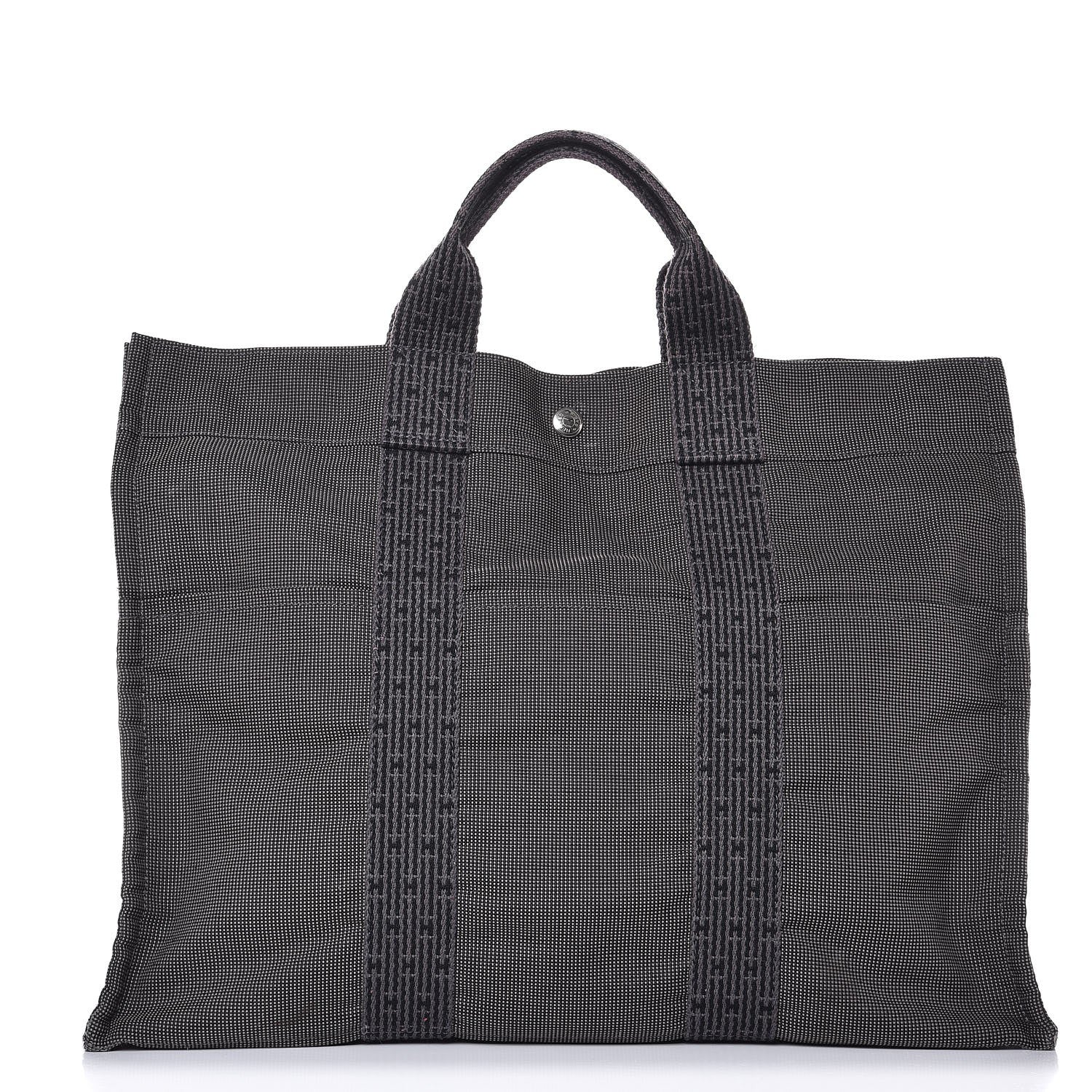 Hermes Canvas Herline MM Tote Grey 1 of 10