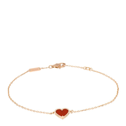 Van Cleef & Arpels 18K Rose Gold Carnelian Sweet Alhambra Heart Bracelet 1 of 5