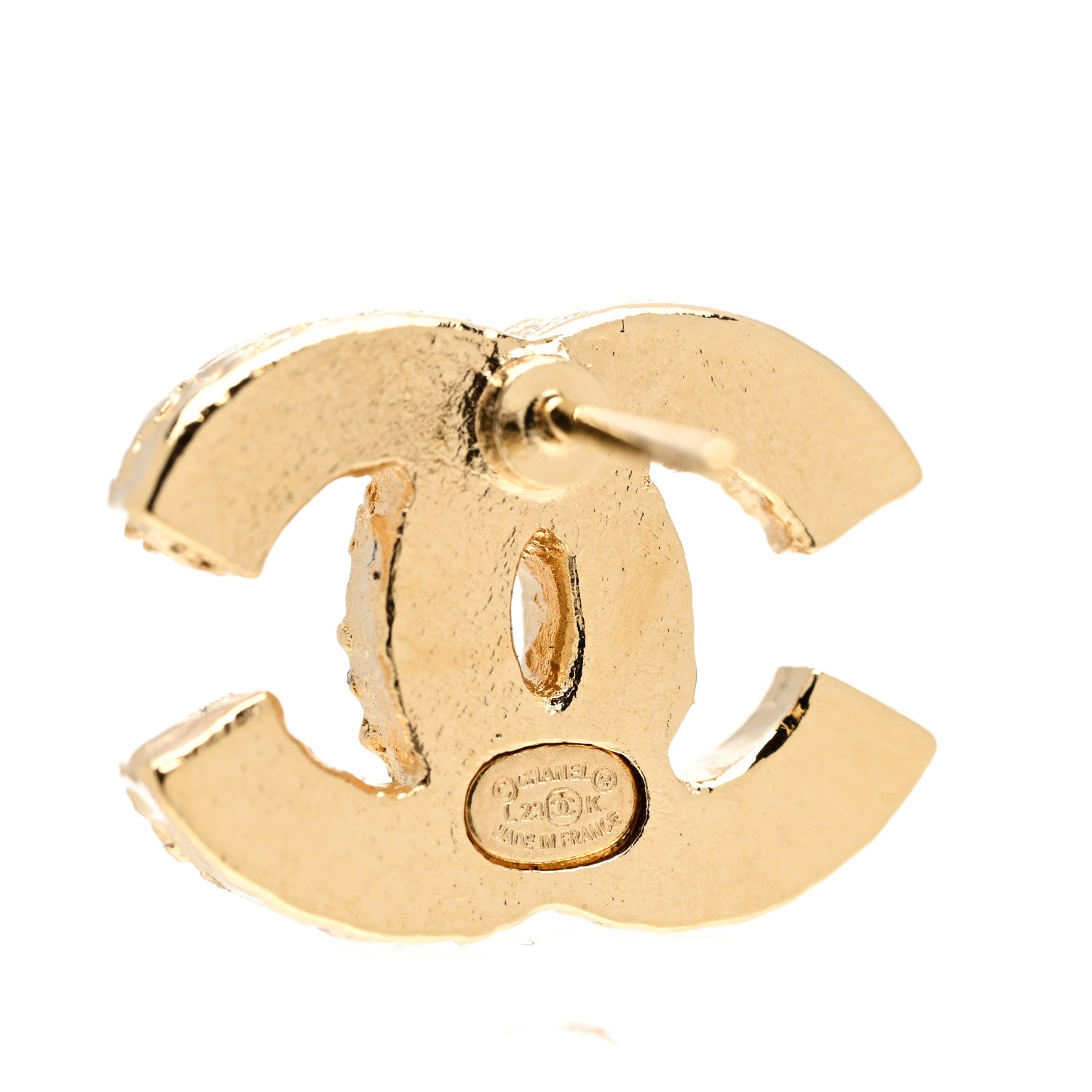 Chanel Metal Enamel CC Earrings Pink Gold 4 of 5