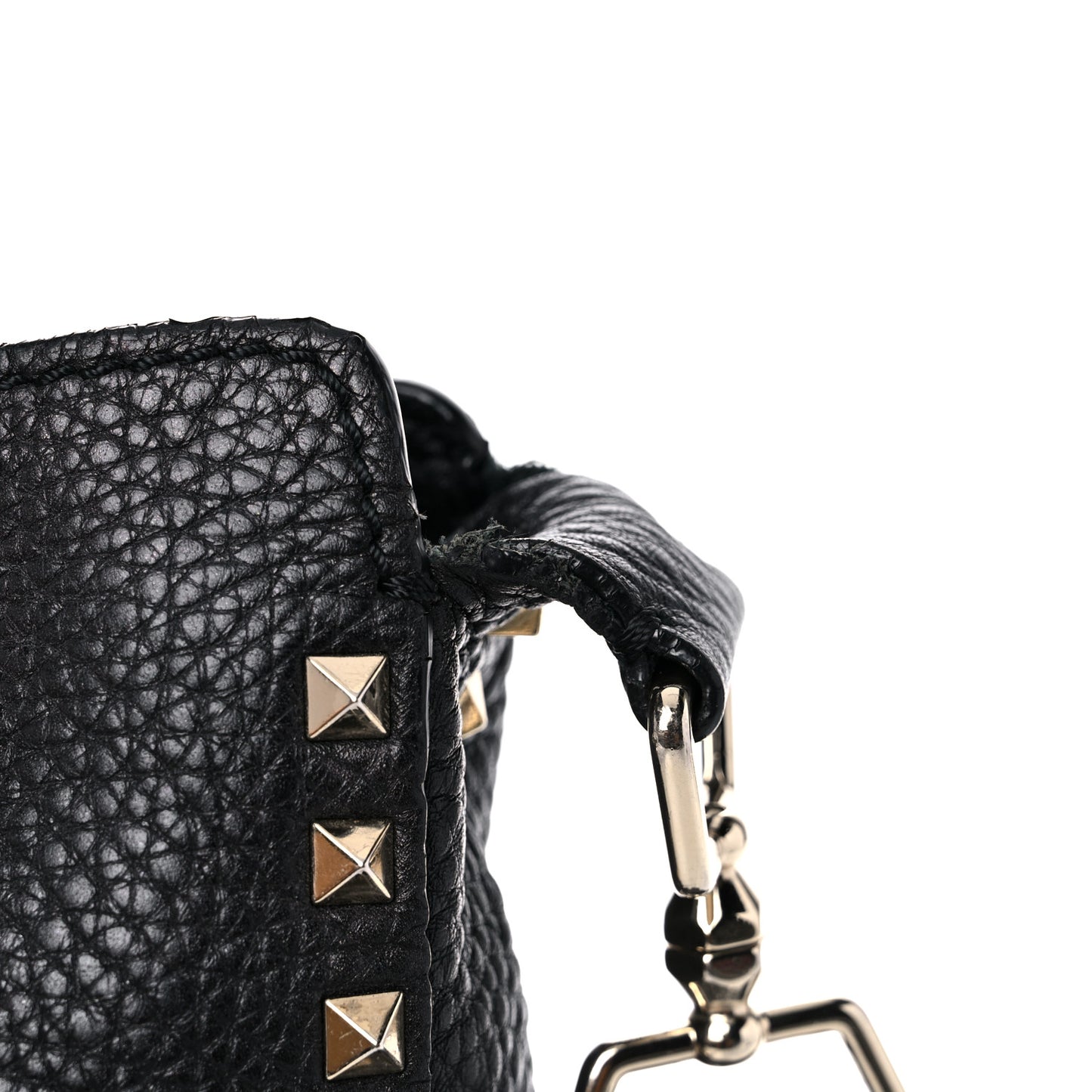 Pebbled Calfskin Large Rockstud Flip-Lock Messenger Bag Black