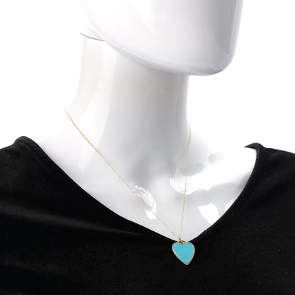 Jennifer Meyer 18K Yellow Gold Diamond Turquoise Heart Pendant Necklace 2 of 6