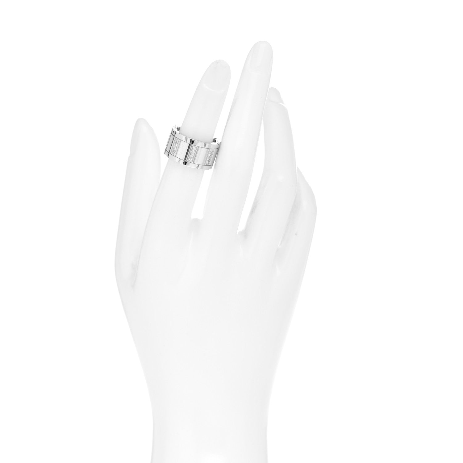 Cartier 18K White Gold Diamond 11mm Tank Francaise Ring 50 5.25 2 of 4