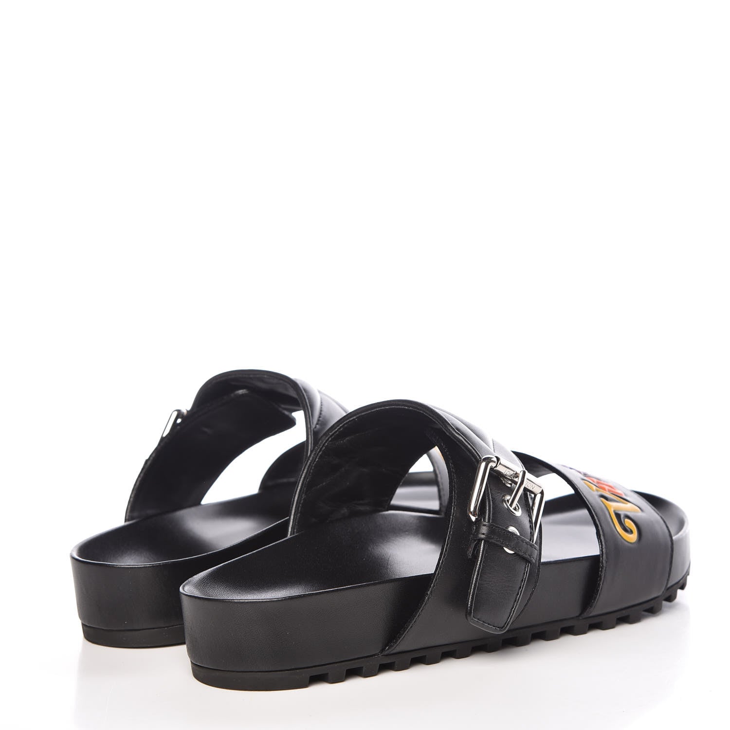 Louis Vuitton Calfskin New Wave Bom Dia Mule Sandals 37.5 Black 4 of 8