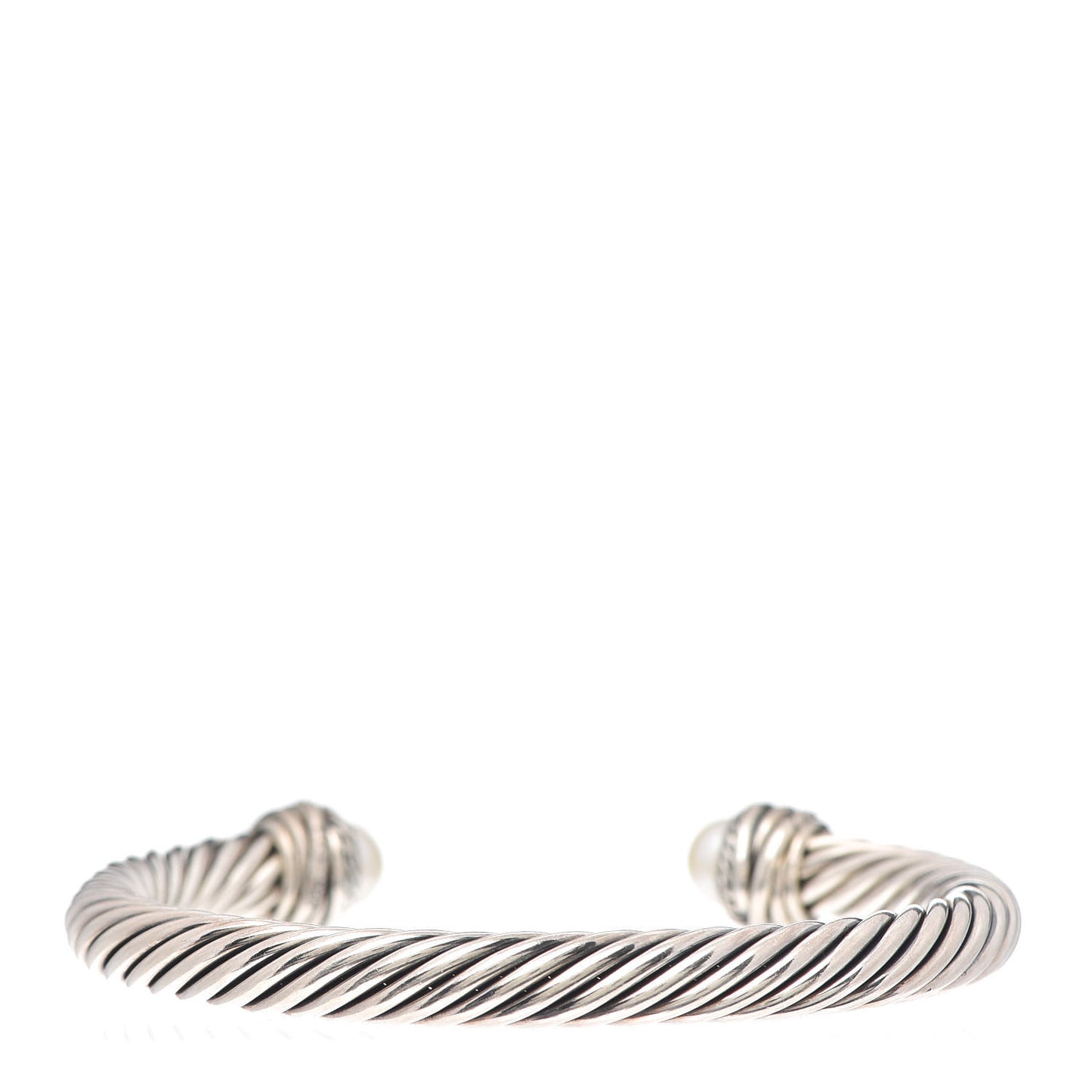 Sterling Silver Diamond Pearl 7mm Crossover Bracelet