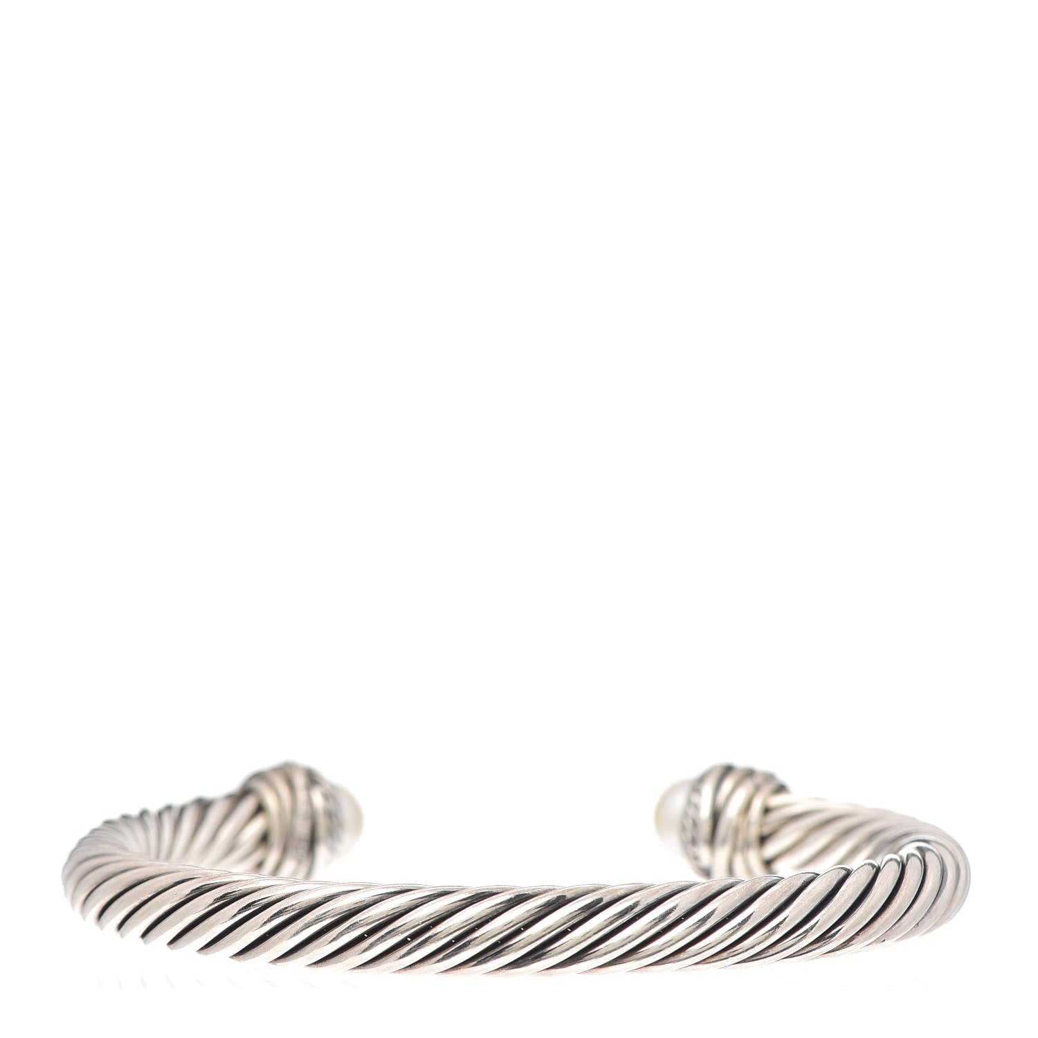 David Yurman Sterling Silver Diamond Pearl 7mm Crossover Bracelet 3 of 4