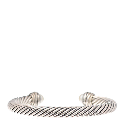 David Yurman Sterling Silver Diamond Pearl 7mm Crossover Bracelet 3 of 4
