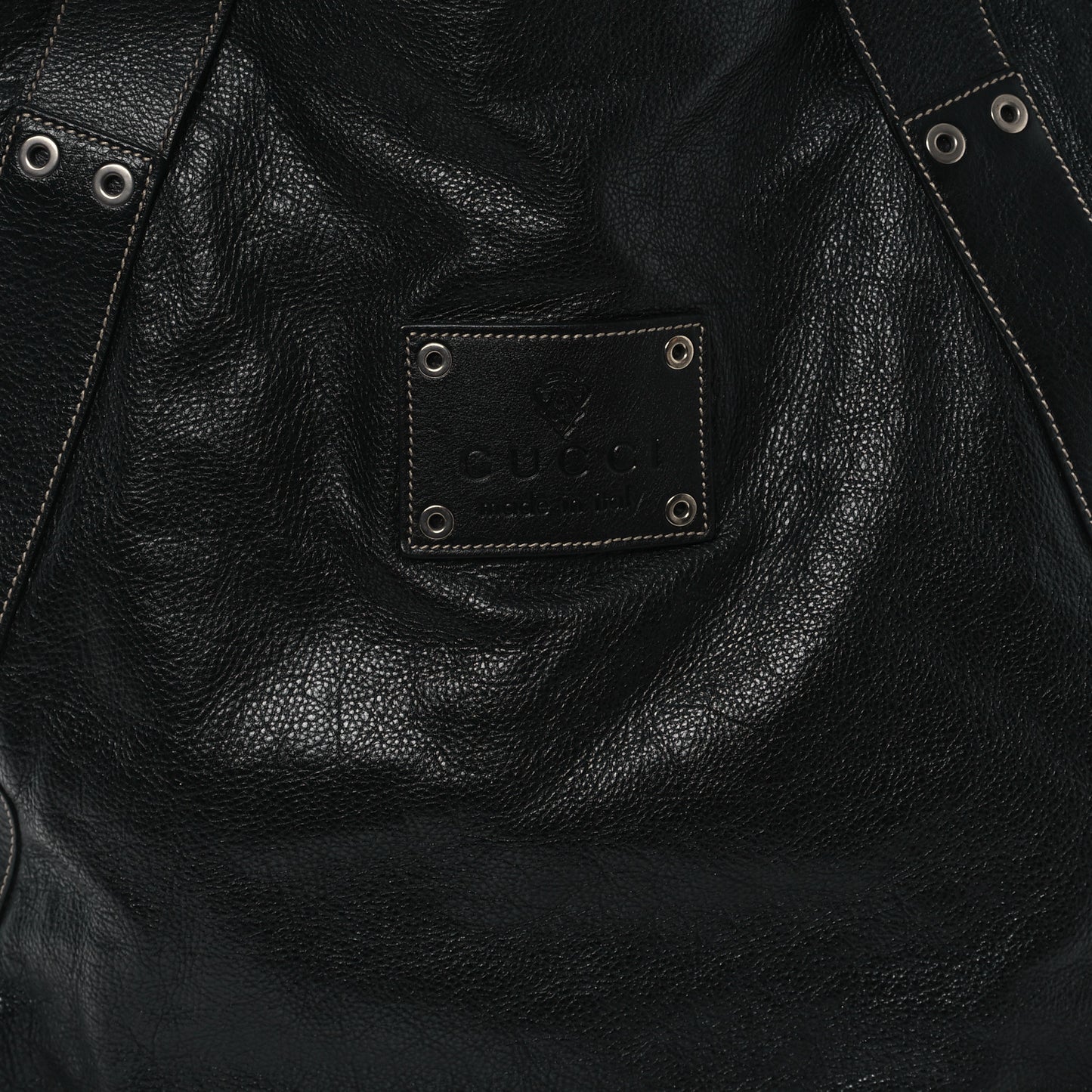 Leather Large Tote Unisex Black