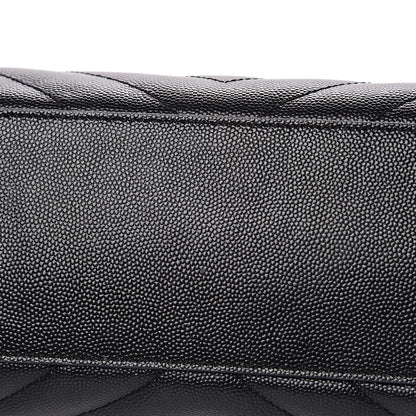 Saint Laurent Grain De Poudre Matelasse Chevron Monogram Shopping Bag Black 9 of 18