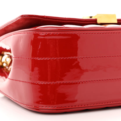 Saint Laurent Patent Calfskin Matelasse Medium Vicky Chain Bag Rouge Eros 9 of 13
