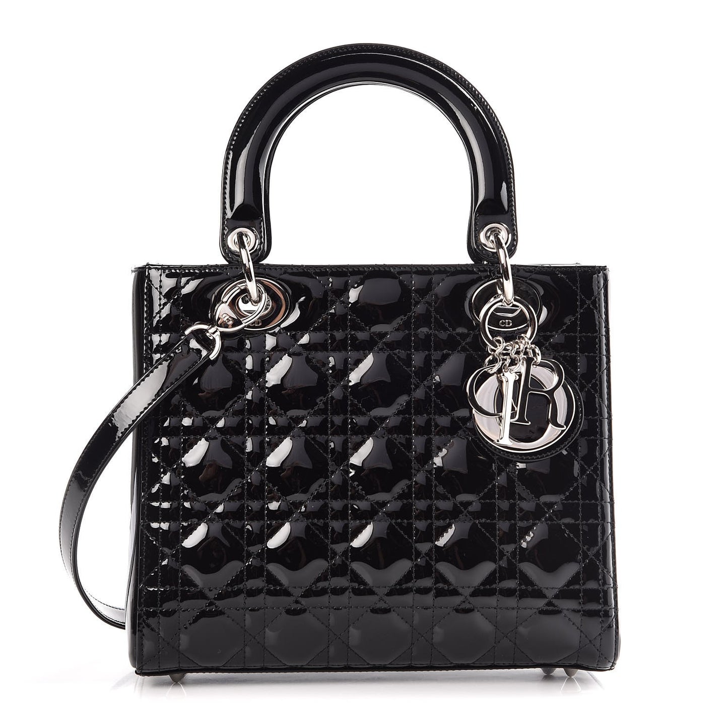 Patent Cannage Medium Lady Dior Black