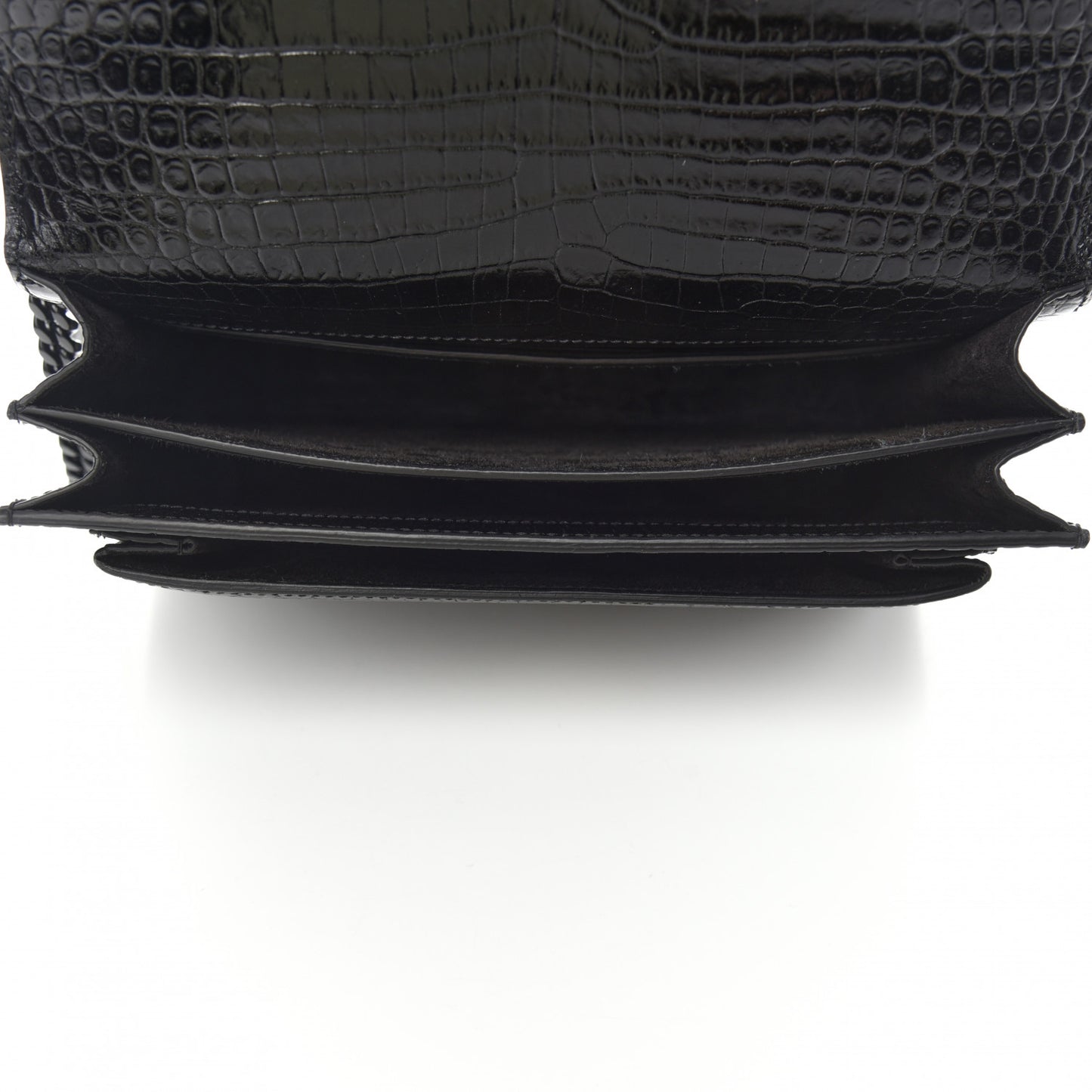 Calfskin Crocodile Embossed Medium Monochrome Monogram Sunset Black