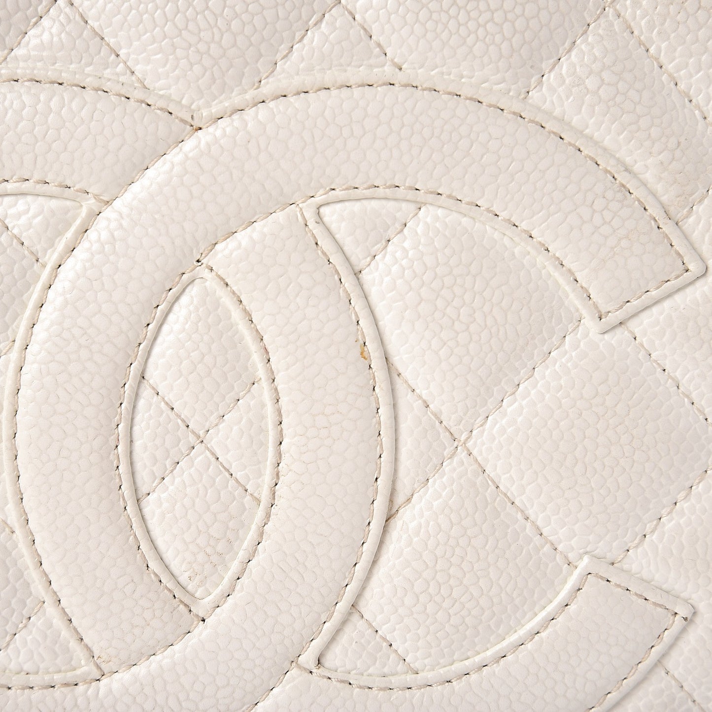 Caviar Quilted Grand Shopping Tote GST White
