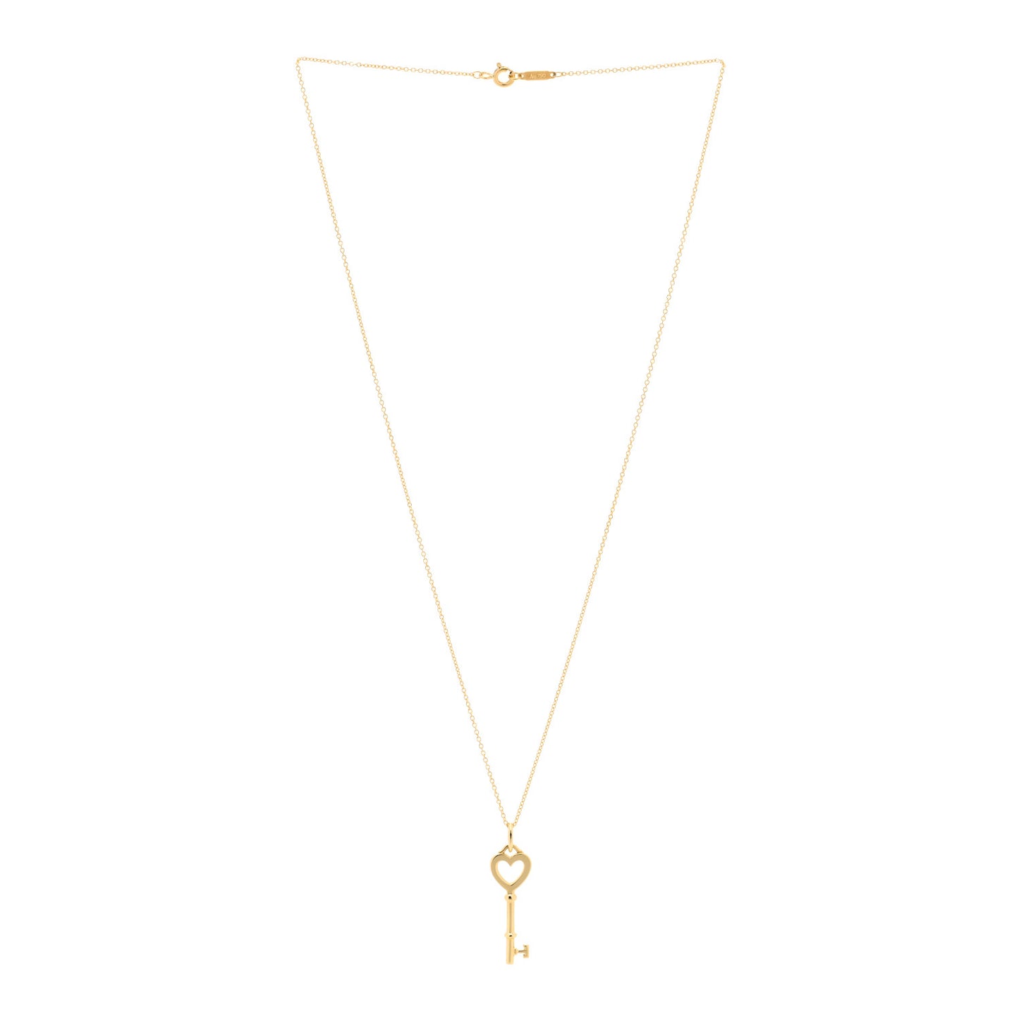 18K Yellow Gold Mini Heart Key Pendant Necklace