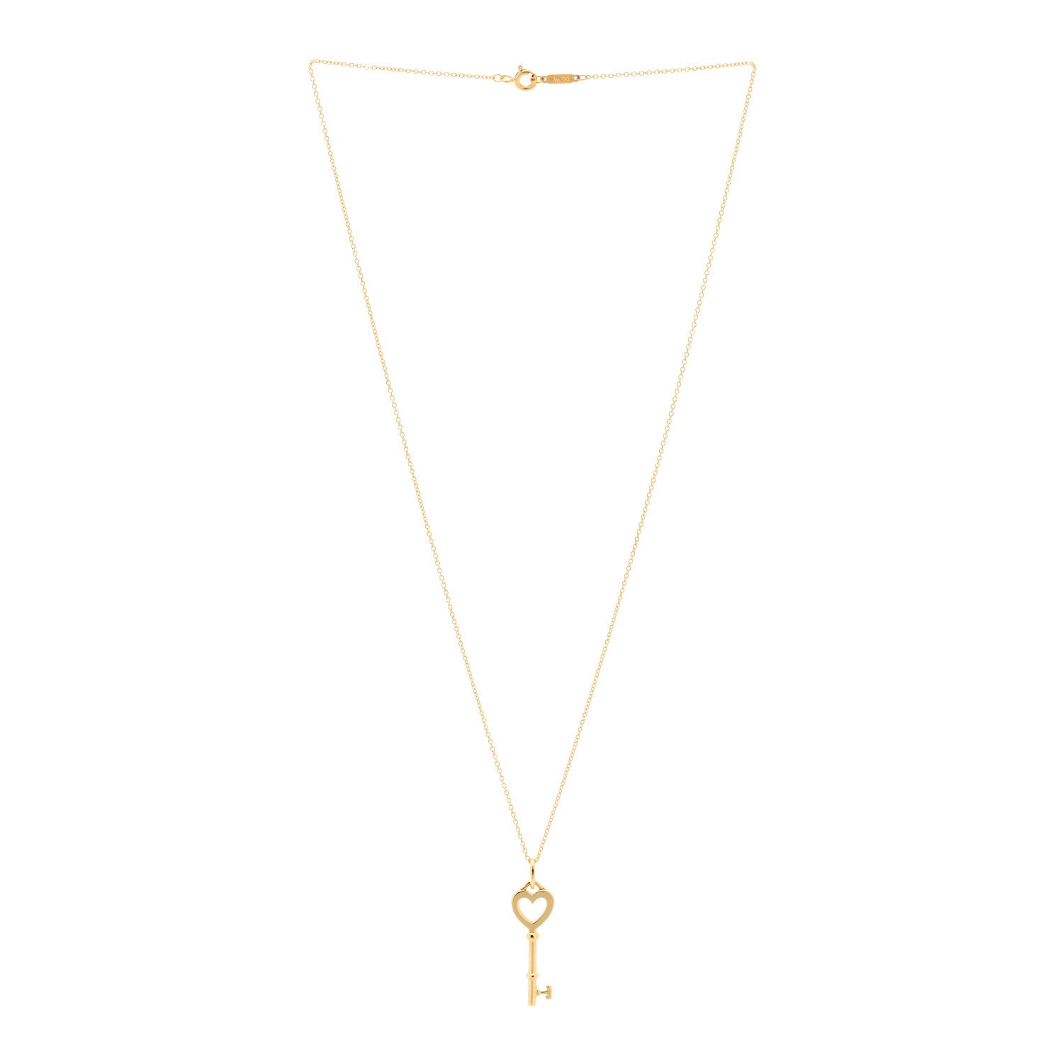 Tiffany 18K Yellow Gold Mini Heart Key Pendant Necklace 3 of 4