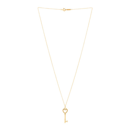 Tiffany 18K Yellow Gold Mini Heart Key Pendant Necklace 3 of 4