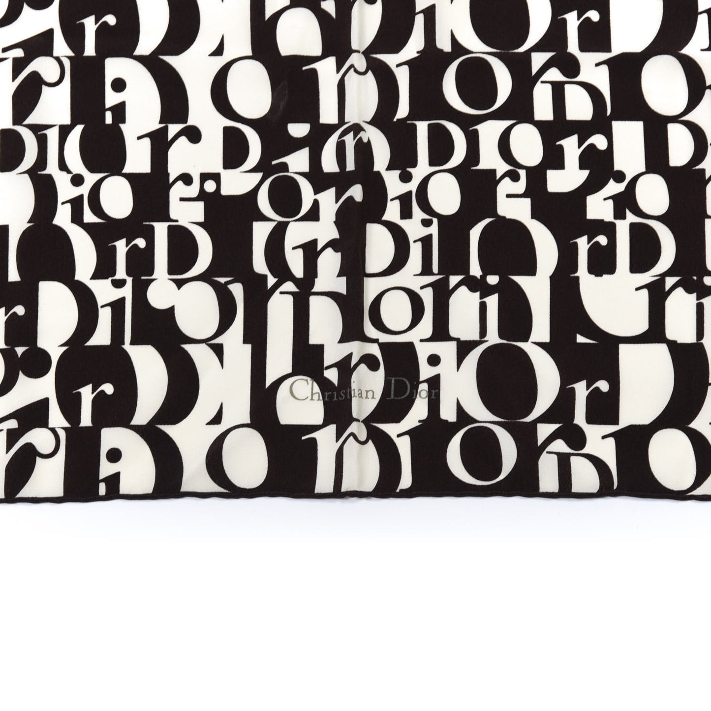 Cotton Monogram Scarf Black White