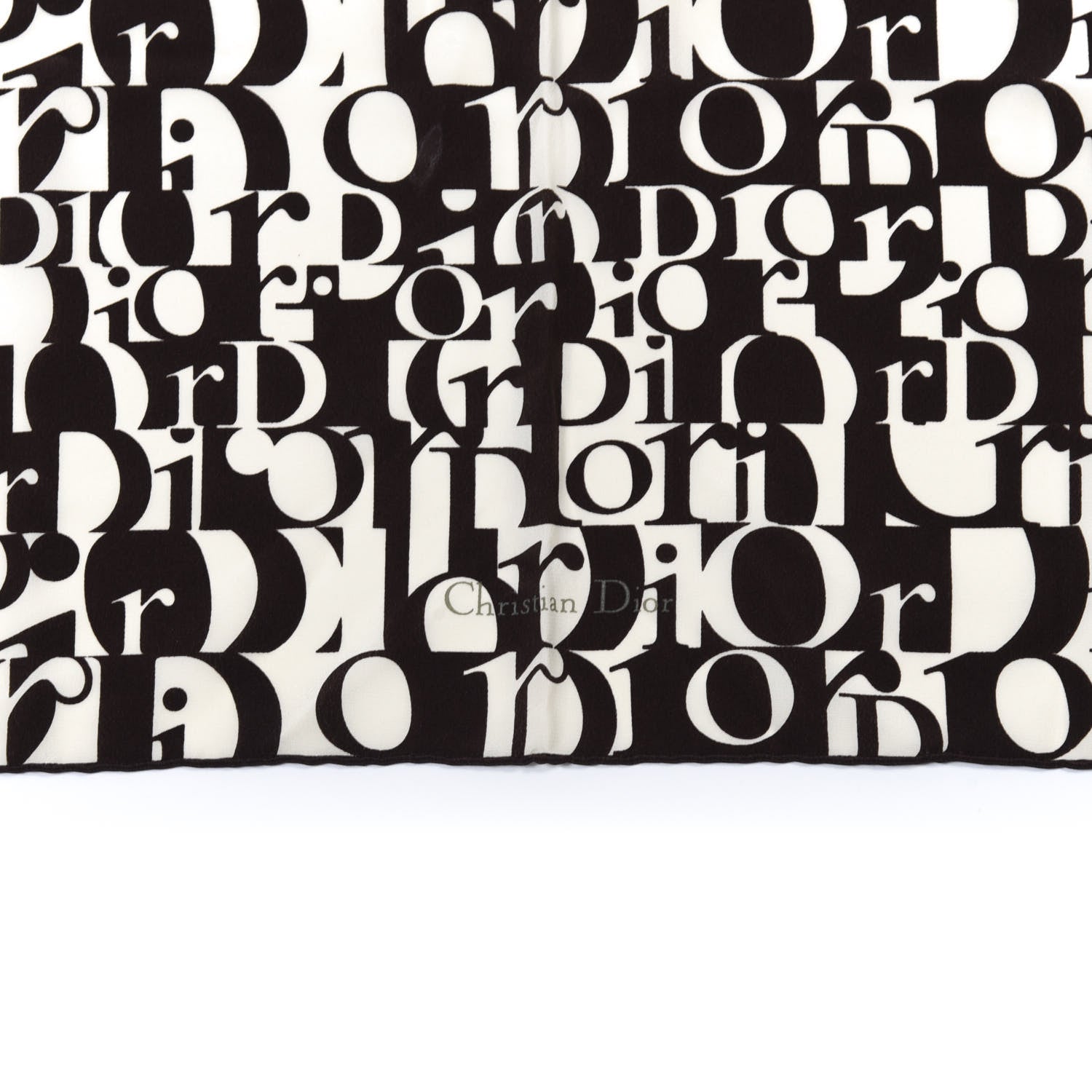 Christian Dior Cotton Monogram Scarf Black White 3 of 3