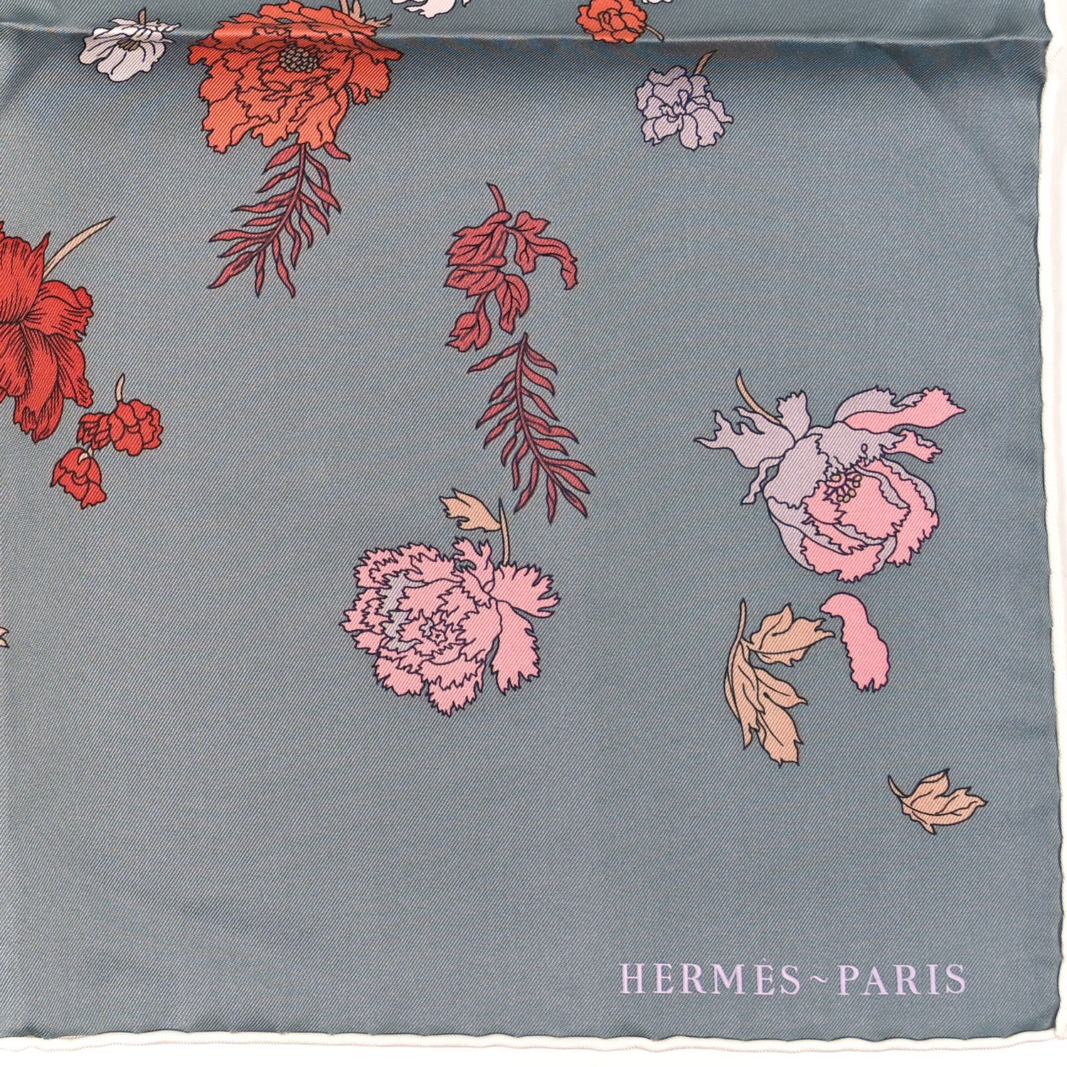 Hermes Silk Robe Legere Scarf 90 Gris Corail Rose Pourpre 2 of 3
