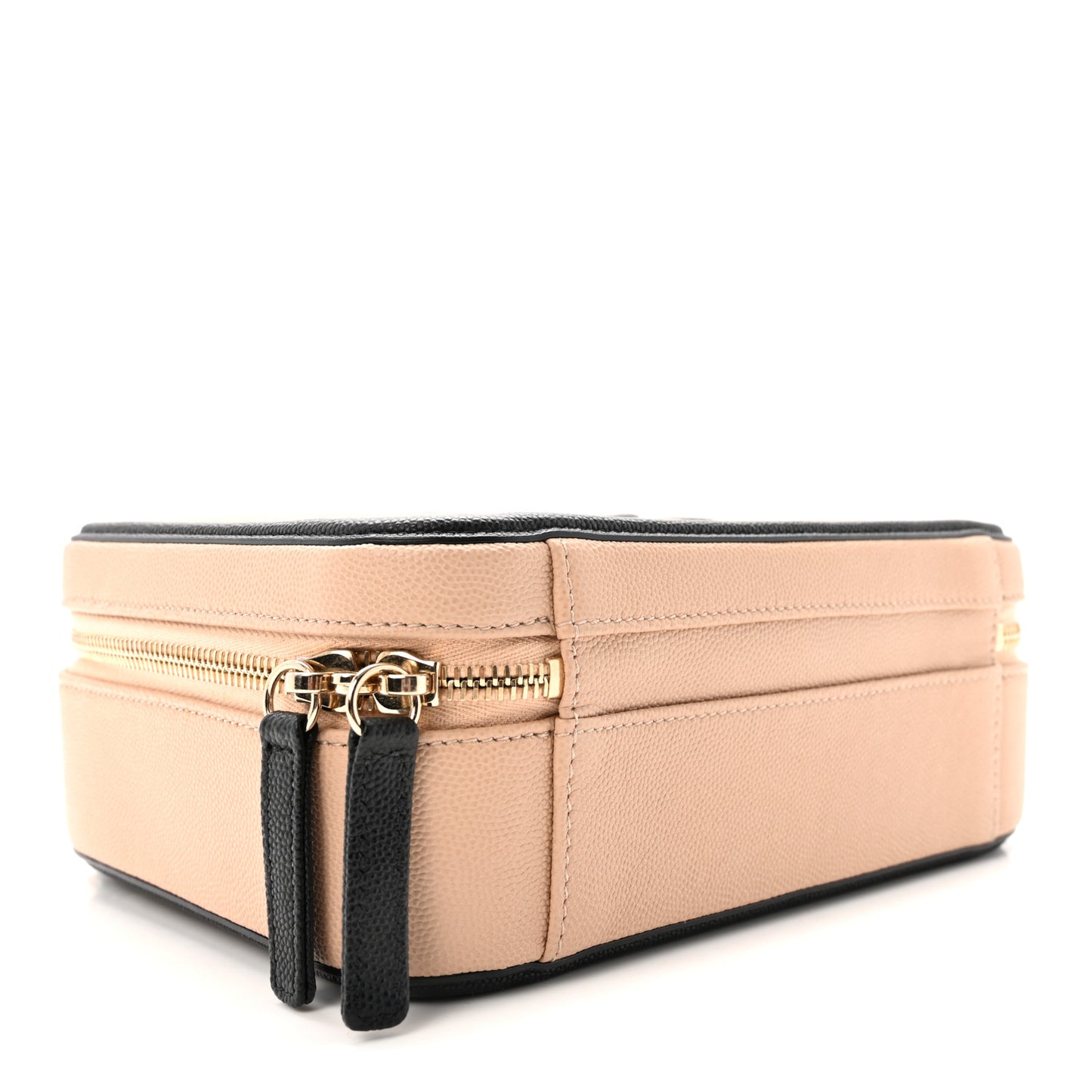 Caviar Quilted Medium CC Filigree Vanity Case Beige Black