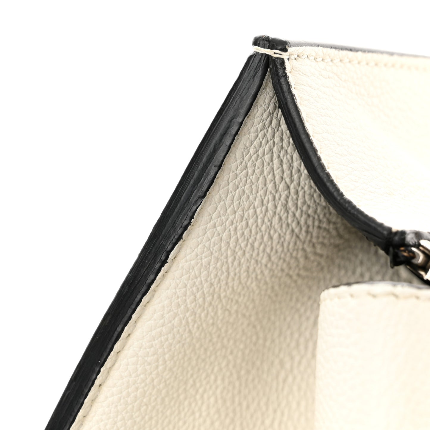 Grained Calfskin Medium Edge Shoulder Bag White
